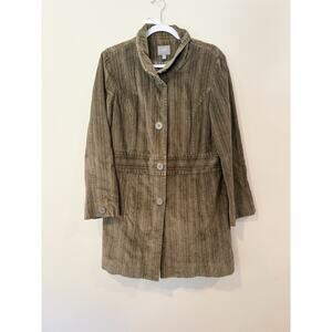 J. Jill Olive Green Ribbed Corduroy Structured button front jacket Size M 2264